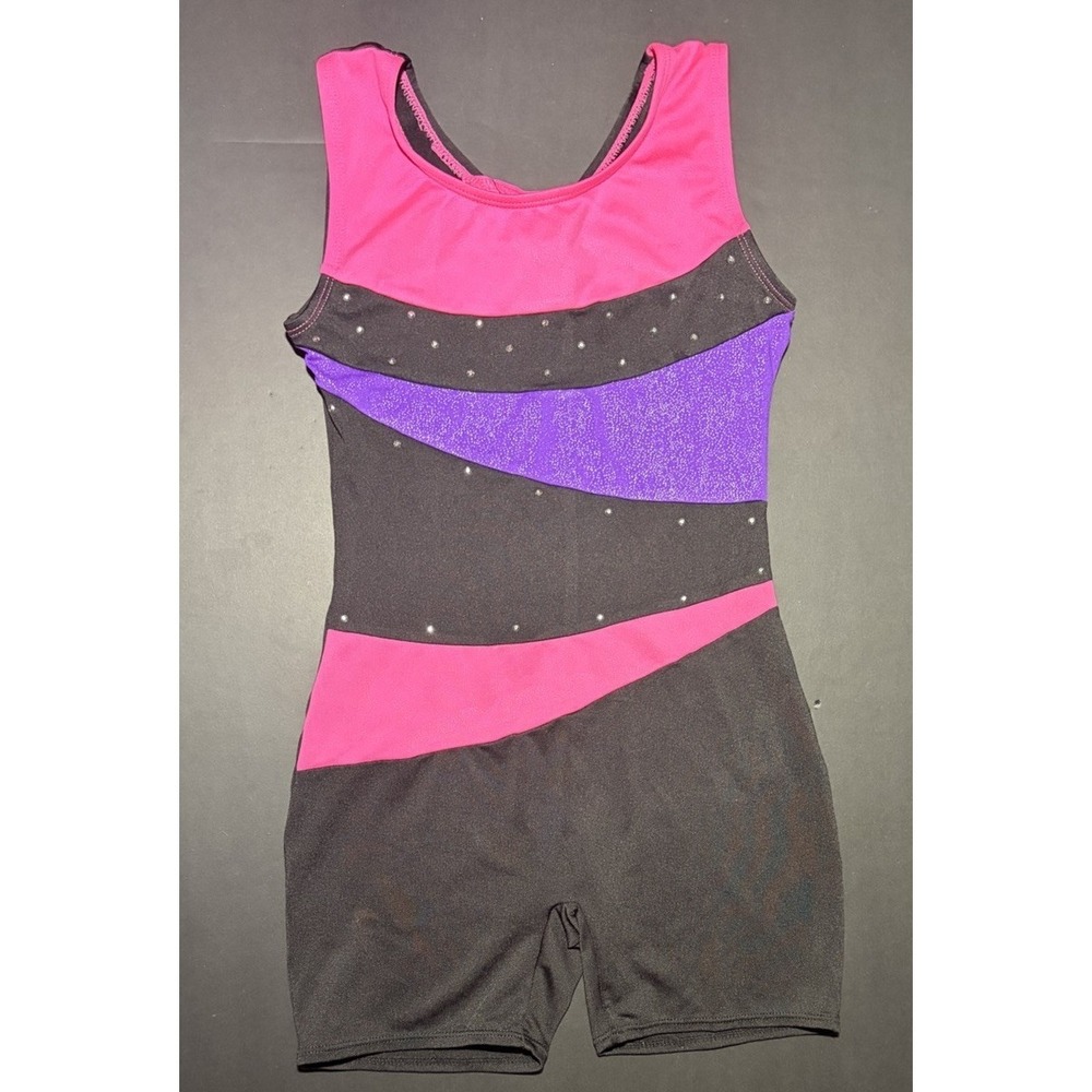 Moret Biketard Unitard Leotard Bodysuit Colorful  Black Pink Girl Dance 8/10 Gem